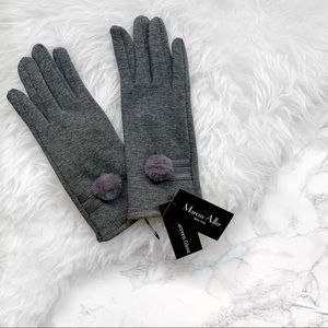 Marcus Adler pompom touchscreen gloves gray NWT